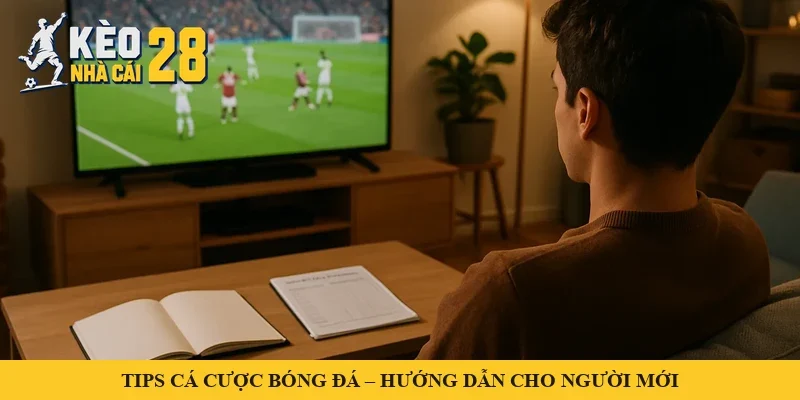 Người xem bóng đá trên TV với sổ ghi chép ngân sách – minh hoạ tips cá cược có kiểm soát